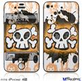 iPhone 4S Decal Style Vinyl Skin - Cartoon Skull Orange