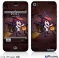 iPhone 4S Decal Style Vinyl Skin - Cute Halloween Witch on Broom with Cat and Jack O Lantern Pumpkin
