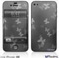 iPhone 4S Decal Style Vinyl Skin - Bokeh Butterflies Grey