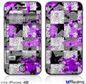 iPhone 4S Decal Style Vinyl Skin - Purple Checker Skull Splatter