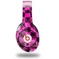 WraptorSkinz Skin Decal Wrap compatible with Beats Studio (Original) Headphones Pink Checkerboard Sketches Skin Only (HEADPHONES NOT INCLUDED)