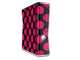 Kearas Polka Dots Pink On Black Decal Style Skin for XBOX 360 Slim Vertical