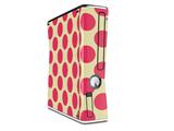 Kearas Polka Dots Pink On Cream Decal Style Skin for XBOX 360 Slim Vertical