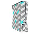 Chevrons Gray And Aqua Decal Style Skin for XBOX 360 Slim Vertical