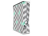 Chevrons Gray And Seafoam Decal Style Skin for XBOX 360 Slim Vertical
