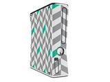 Chevrons Gray And Turquoise Decal Style Skin for XBOX 360 Slim Vertical