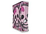 Pink Skull Decal Style Skin for XBOX 360 Slim Vertical