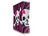 Pink Zebra Skull Decal Style Skin for XBOX 360 Slim Vertical