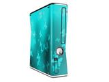 Bokeh Butterflies Neon Teal Decal Style Skin for XBOX 360 Slim Vertical