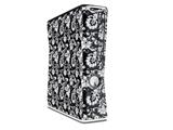 Black and White Flower Decal Style Skin for XBOX 360 Slim Vertical
