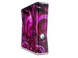 Decal Style Skin compatible with XBOX 360 Slim Vertical Liquid Metal Chrome Hot Pink Fuchsia