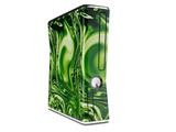 Decal Style Skin compatible with XBOX 360 Slim Vertical Liquid Metal Chrome Neon Green