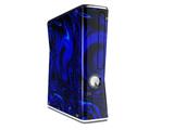 Decal Style Skin compatible with XBOX 360 Slim Vertical Liquid Metal Chrome Royal Blue