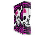 Pink Zebra Skull Decal Style Skin for XBOX 360 Slim Vertical