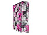 Checker Skull Splatter Pink Decal Style Skin for XBOX 360 Slim Vertical