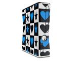 Hearts And Stars Blue Decal Style Skin for XBOX 360 Slim Vertical