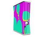 Drip Teal Pink Yellow Decal Style Skin for XBOX 360 Slim Vertical