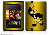 Iowa Hawkeyes Herky on Black and Gold Decal Style Skin fits 2012 Amazon Kindle Fire HD 7 inch