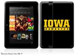 Iowa Hawkeyes 03 Black on Gold Decal Style Skin fits 2012 Amazon Kindle Fire HD 7 inch