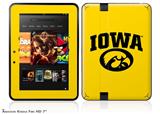Iowa Hawkeyes Tigerhawk Oval 01 Black on Gold Decal Style Skin fits 2012 Amazon Kindle Fire HD 7 inch