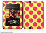 Kearas Polka Dots Pink And Yellow Decal Style Skin fits 2012 Amazon Kindle Fire HD 7 inch