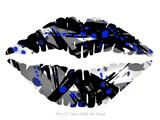 Abstract 02 Blue - Kissing Lips Fabric Wall Skin Decal measures 24x15 inches