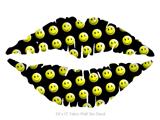 Smileys on Black - Kissing Lips Fabric Wall Skin Decal measures 24x15 inches
