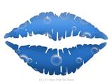 Bubbles Blue - Kissing Lips Fabric Wall Skin Decal measures 24x15 inches