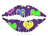 Crazy Hearts - Kissing Lips Fabric Wall Skin Decal measures 24x15 inches