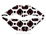 Red And Black Squared - Kissing Lips Fabric Wall Skin Decal measures 24x15 inches