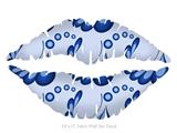 Petals Blue - Kissing Lips Fabric Wall Skin Decal measures 24x15 inches