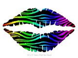 Rainbow Zebra - Kissing Lips Fabric Wall Skin Decal measures 24x15 inches