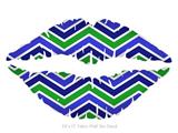 Zig Zag Blue Green - Kissing Lips Fabric Wall Skin Decal measures 24x15 inches
