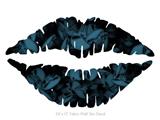 Skulls Confetti Blue - Kissing Lips Fabric Wall Skin Decal measures 24x15 inches