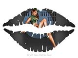 Bomber Pin Up Girl - Kissing Lips Fabric Wall Skin Decal measures 24x15 inches