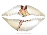 Rose Pin Up Girl - Kissing Lips Fabric Wall Skin Decal measures 24x15 inches