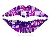 Purple Checker Graffiti - Kissing Lips Fabric Wall Skin Decal measures 24x15 inches