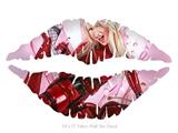 Cherry Bomb - Kissing Lips Fabric Wall Skin Decal measures 24x15 inches