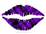 Purple Plaid - Kissing Lips Fabric Wall Skin Decal measures 24x15 inches