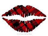 Red Plaid - Kissing Lips Fabric Wall Skin Decal measures 24x15 inches