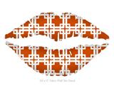 Boxed Burnt Orange - Kissing Lips Fabric Wall Skin Decal measures 24x15 inches