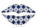 Boxed Navy Blue - Kissing Lips Fabric Wall Skin Decal measures 24x15 inches
