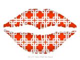 Boxed Red - Kissing Lips Fabric Wall Skin Decal measures 24x15 inches