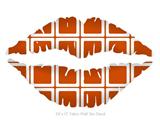 Squared Burnt Orange - Kissing Lips Fabric Wall Skin Decal measures 24x15 inches