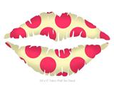 Kearas Polka Dots Pink On Cream - Kissing Lips Fabric Wall Skin Decal measures 24x15 inches