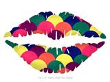 Brushed Cirlces Multi Dark - Kissing Lips Fabric Wall Skin Decal measures 24x15 inches