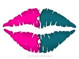 Ripped Colors Hot Pink Seafoam Green - Kissing Lips Fabric Wall Skin Decal measures 24x15 inches