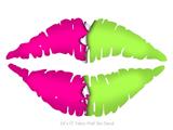 Ripped Colors Hot Pink Neon Green - Kissing Lips Fabric Wall Skin Decal measures 24x15 inches