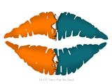 Ripped Colors Orange Seafoam Green - Kissing Lips Fabric Wall Skin Decal measures 24x15 inches
