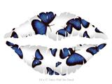 Butterflies Blue - Kissing Lips Fabric Wall Skin Decal measures 24x15 inches